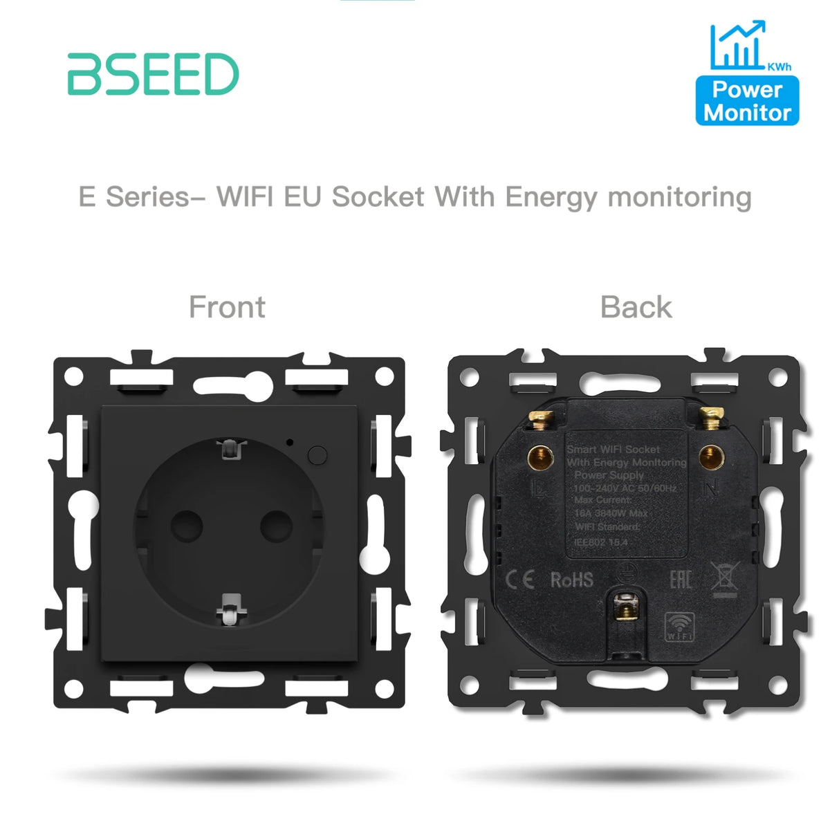 interrupteur électrique intelligent wifi noir moderne affichage led connecteurs usb