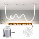 bases tube néon blanc led lisse moderne clips fixation câbles connexion accessoire lumineux minimaliste