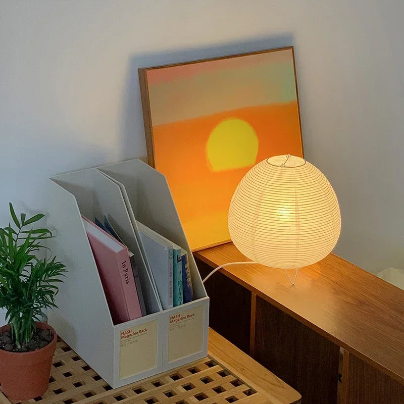 lampe table led moderne blanche papier gaufré chambre décoration intérieure affiches scènes marines
