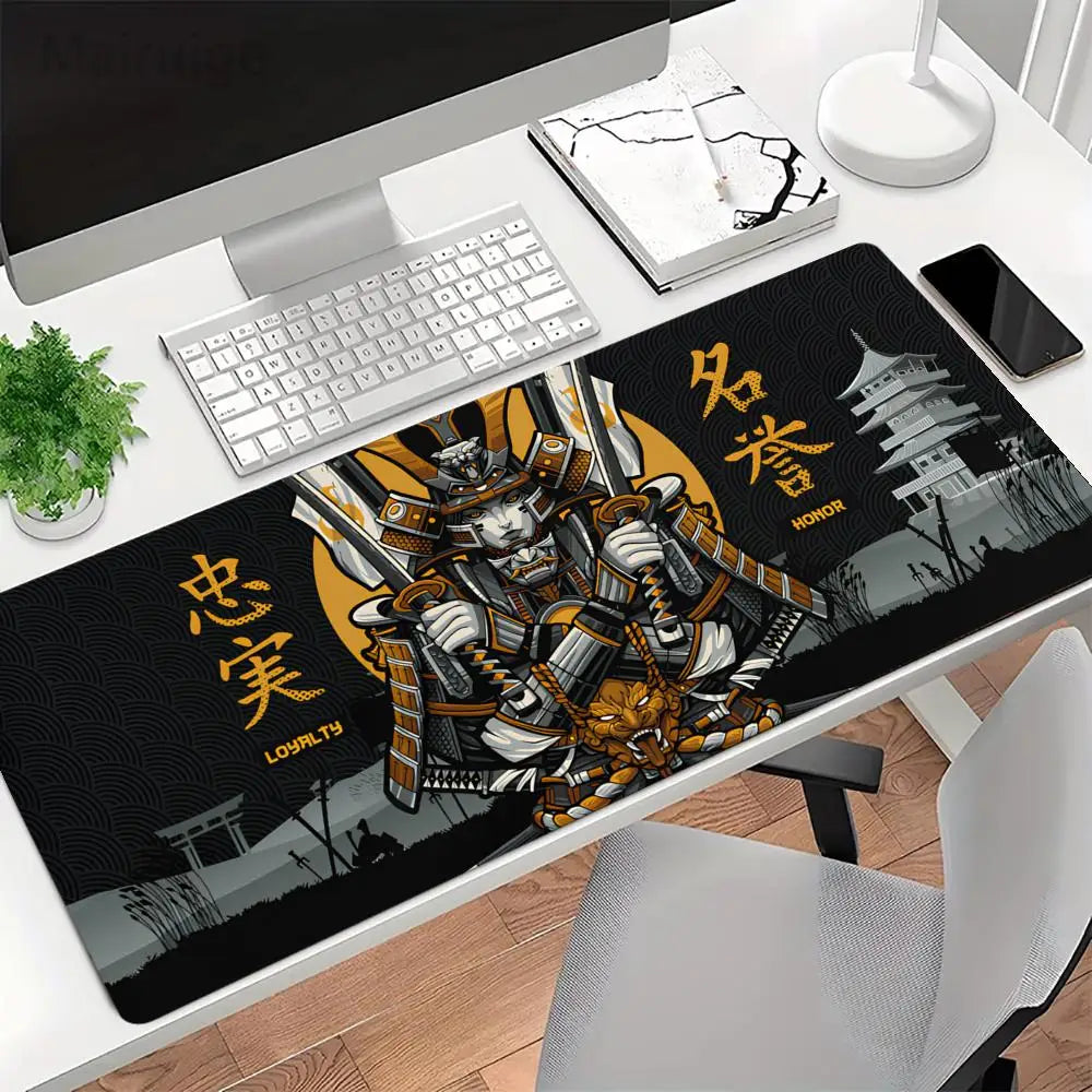 tapis souris samouraï noir doré motifs japonais loyalty honor tapis jeu rapide gamers décoration