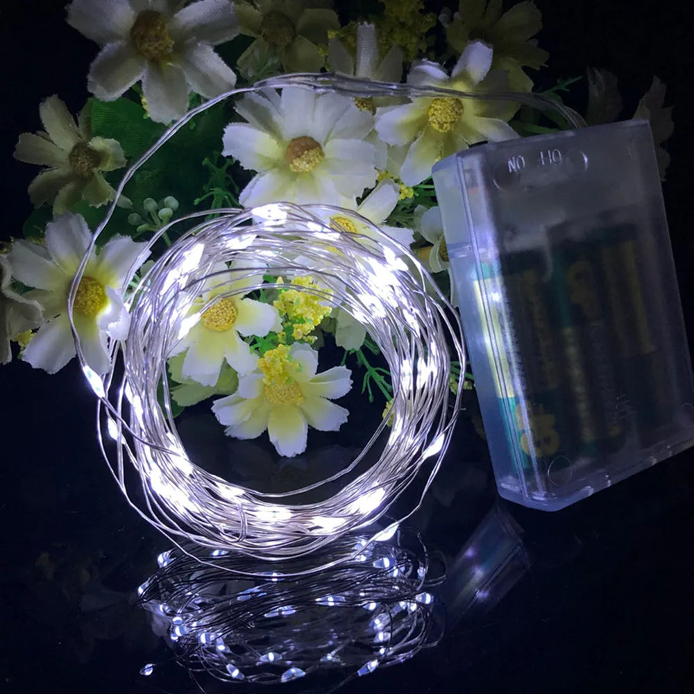 guirlande led feerique fleurs artificielles lanternes verre metal decoration exterieure noel blanc vert jaune