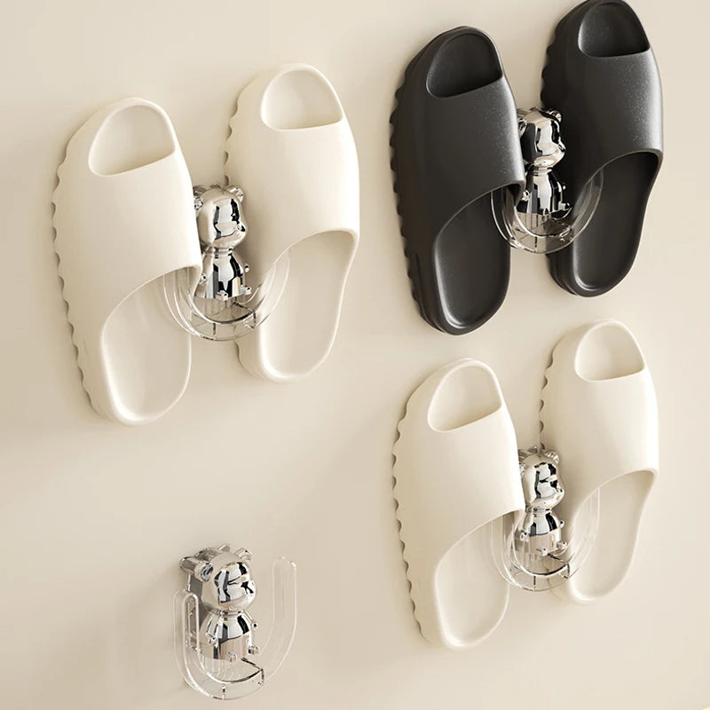 porte sabots moderne mural blanc noir rangement chaussures accessoires salle bain clips minimalistes