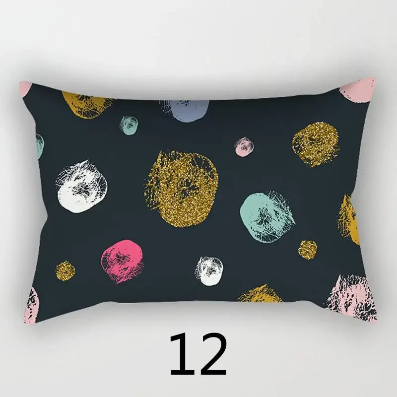 taie d'oreiller rectangulaire 30x50cm housse coussin décoration moderne motif abstrait coton polyester
