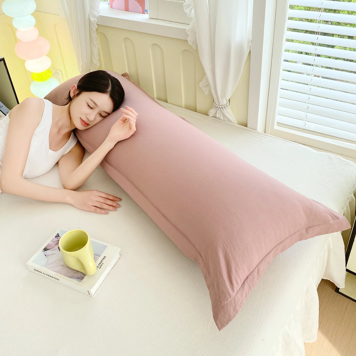taies d'oreiller modernes 100% polyester bleu clair beige rose 48x120cm 48x150cm 48x180cm
