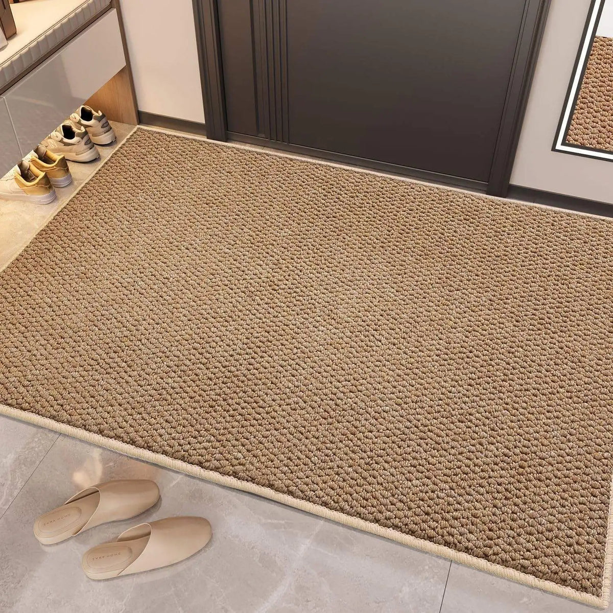 tapis moderne beige gris antidérapant scénique durable entrée couloir bain polyester