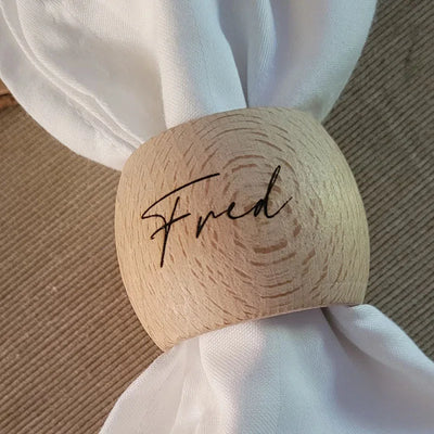 Anneau de serviette en bois poli pour décoration de table rustique