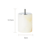 ensemble accessoires salle bain marbre blanc onyx distributeur savon plateau pot brosse dents