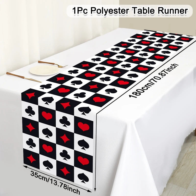 nappe table carte poker motif coeurs carreaux trèfles pic rouge noir blanc anniversaire fête