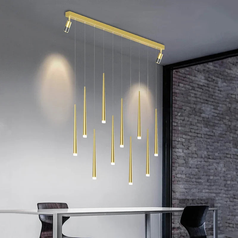 suspension lumineuse moderne dorée lampes led pendentif métal interrupteur tactile chambre salon