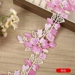ruban dentelle polyester feuilles fleurs 8.5cm largeur artisanat broderie fine opacité écolo événement
