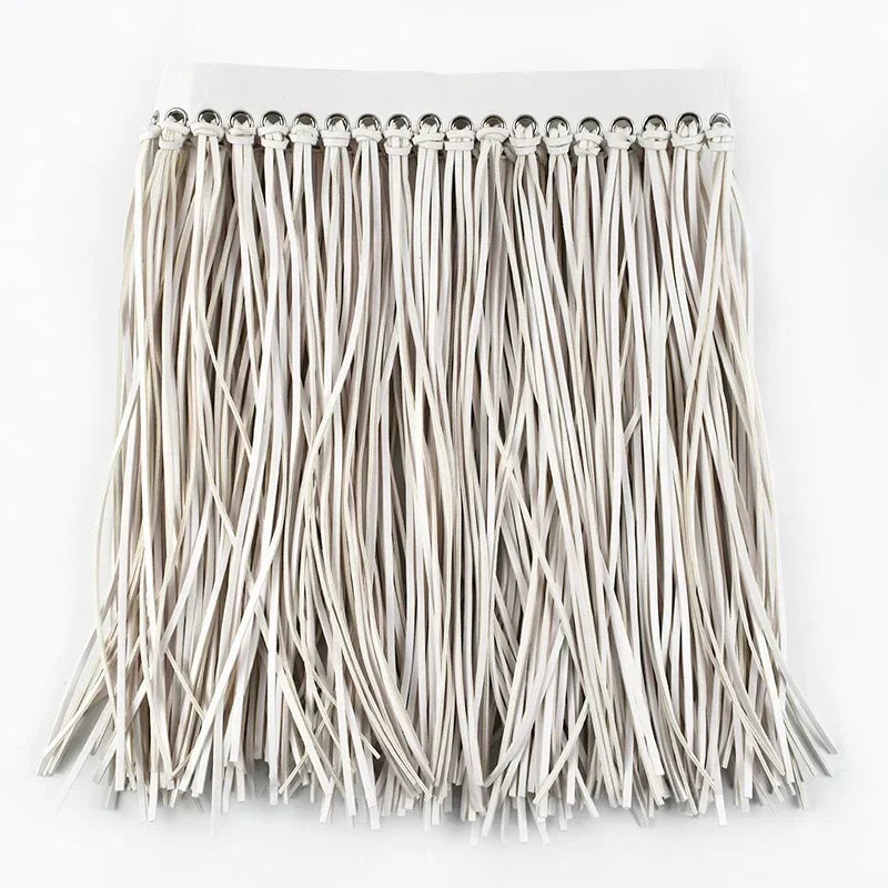 franges simili cuir noires blanches modernes vêtements textiles maison DIY decoration