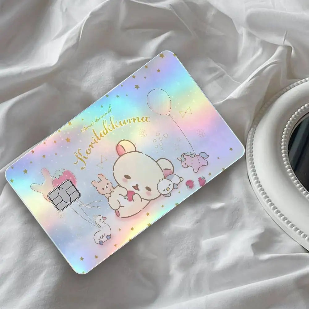autocollants carte d'identité dessin animé rilakkuma chats motifs floraux multicolore résistants eau protection vinyl