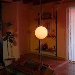 lampe sol moderne minimaliste blanc chrome boule acrylique translucent DEL interruptron haut bas vde