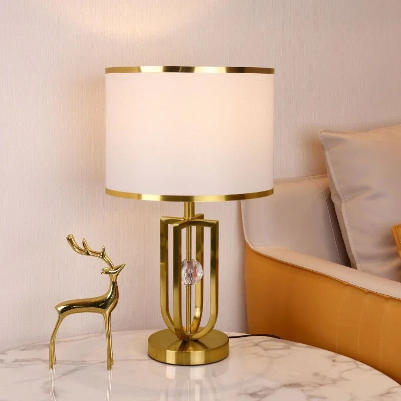 lampe table moderne or noir tissu beige base plate sans fixation led 21cm 41cm