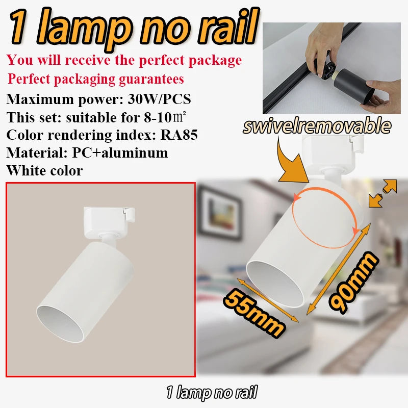 spots noir modernes gu10 12pcs fixés 55x90mm variable intensity