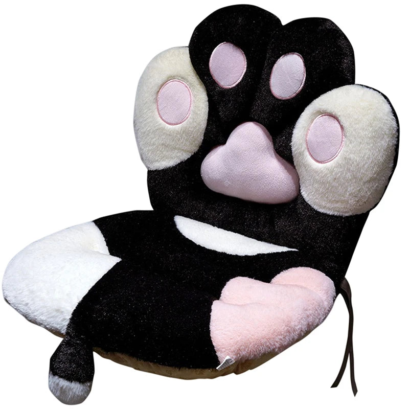 coussin chaise patte chat orange marron rose gris doux moelleux cartoon ruban noir