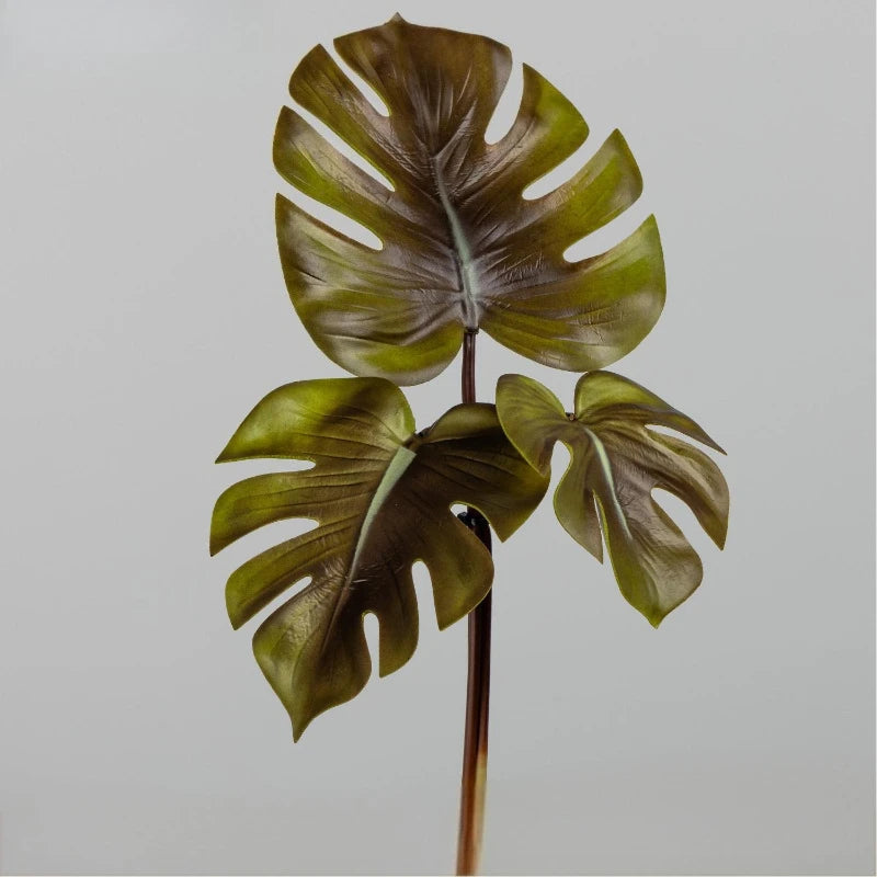 feuilles artificielles monstera vert orange noires décoration moderne pièces 60cm adhésif