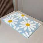 tapis sol moderne fleurs blanches absorbant eau non glissant intérieur maison coton doux