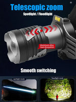 lampe frontale led rechargeable batterie 26650 ip68 étanche camping chasse pêche