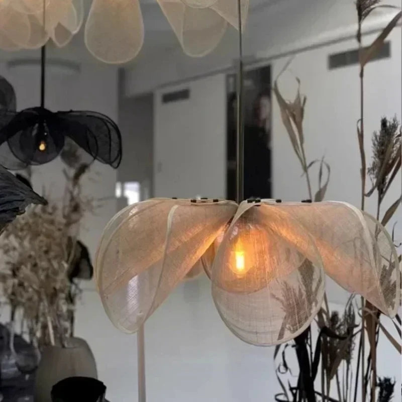 suspension lumineuse tissu blanc translucide moderne salle bain salon restaurant