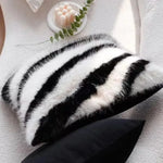coussin noir blanc rayures horizontales moderne polyester 50x50cm voiture maison decoration