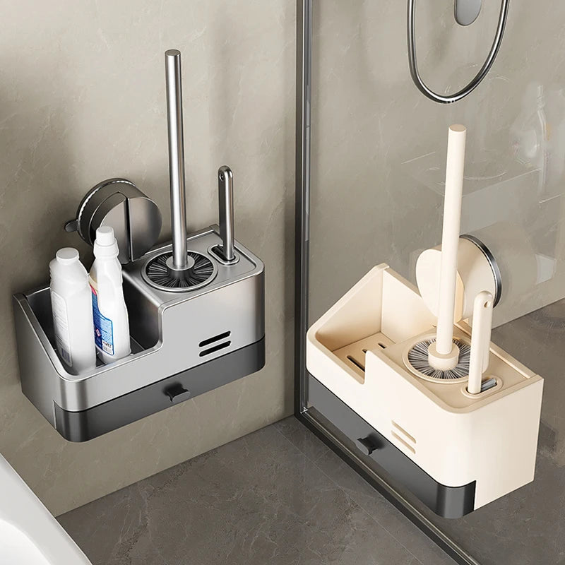 porte brosse wc ventouse panier rangement moderne brosse toilette flacon nettoyant désinfectant sans perçage