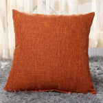 housse coussin carré coton lin moderne couleur unie beige marron rouge vert bleu orange
