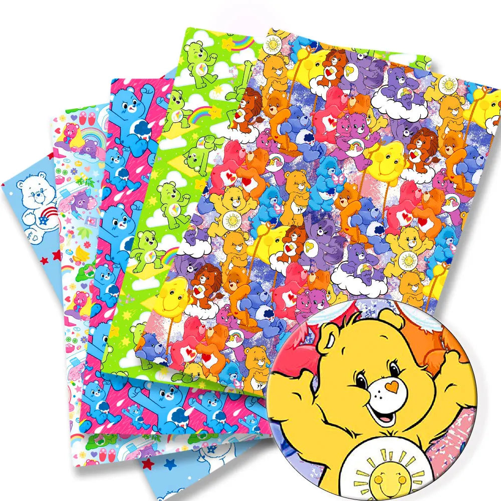 tissu polyester coton 140x50cm dessin animés ours arc ciel étoiles enfant patchwork couture rideaux
