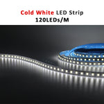 ruban led 12v 120leds/m blanc chaud adhésif moderne 50000h 3000k certification rohs ccc fcc