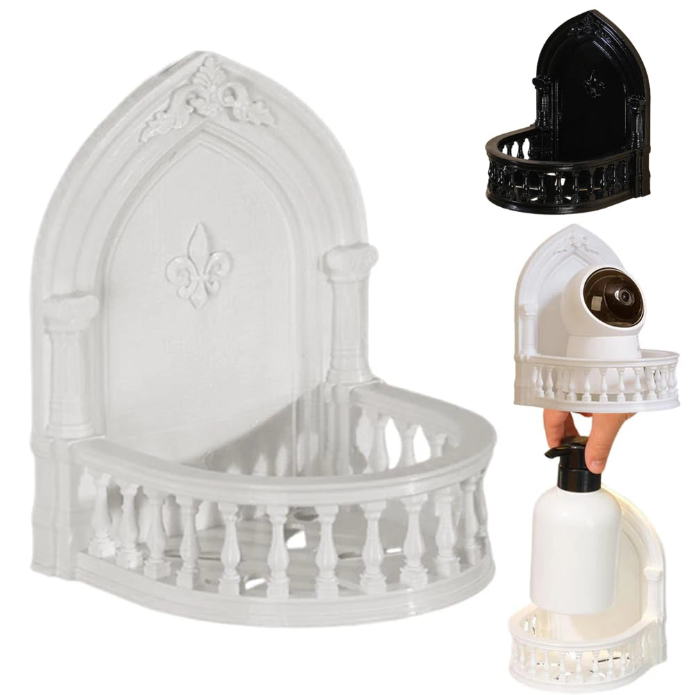 balcon miniature gothique adhésif blanc motifs fleur lis décoratif plantes figurines collection 12cmx10.8cm