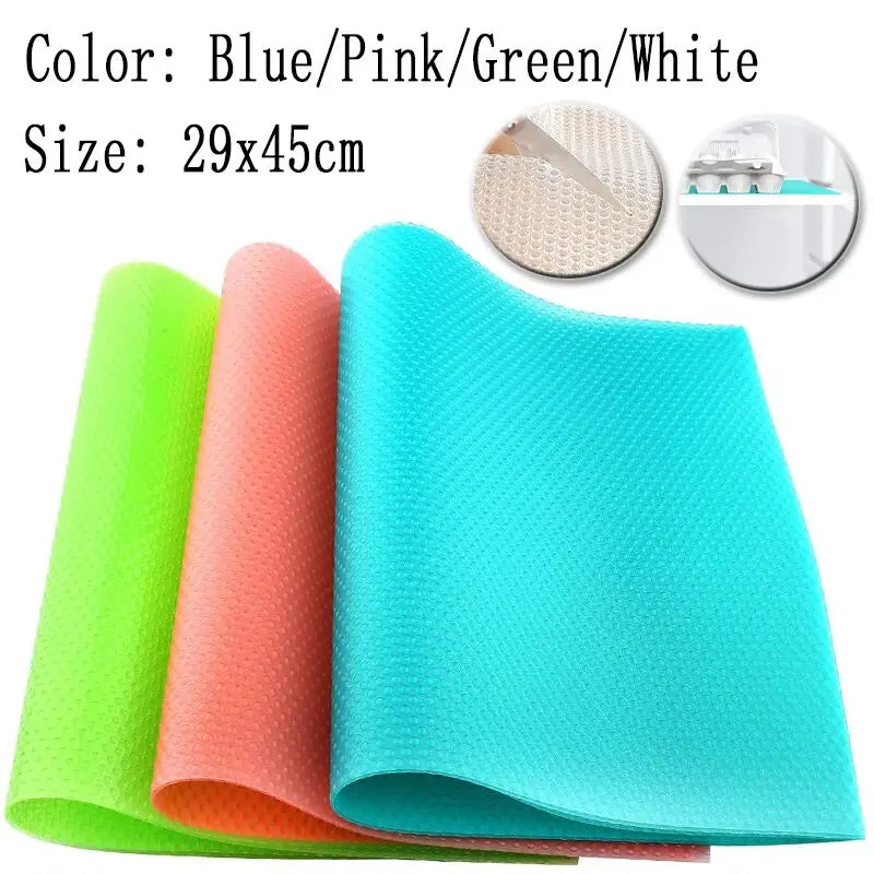 tapis réfrigérateur adhésifs blanc rose vert micro perforés moderne pratique cuisine 29x45cm