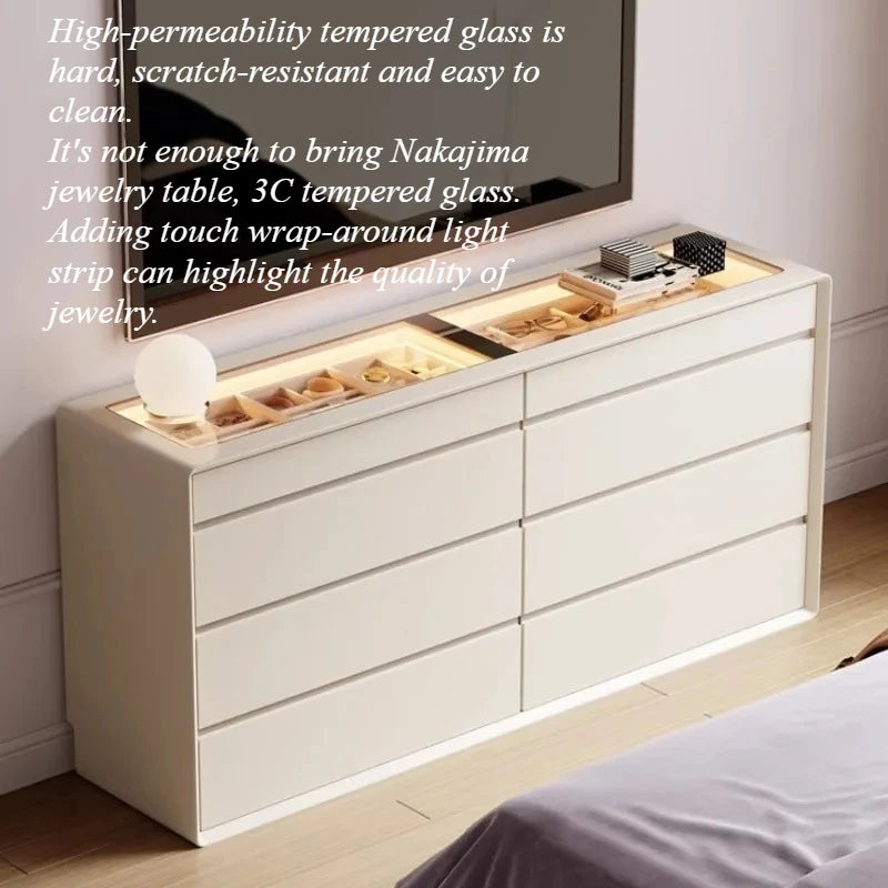 armoire bijoux moderne bois blanc lisse compartiments tiroirs maison 80x35x72cm
