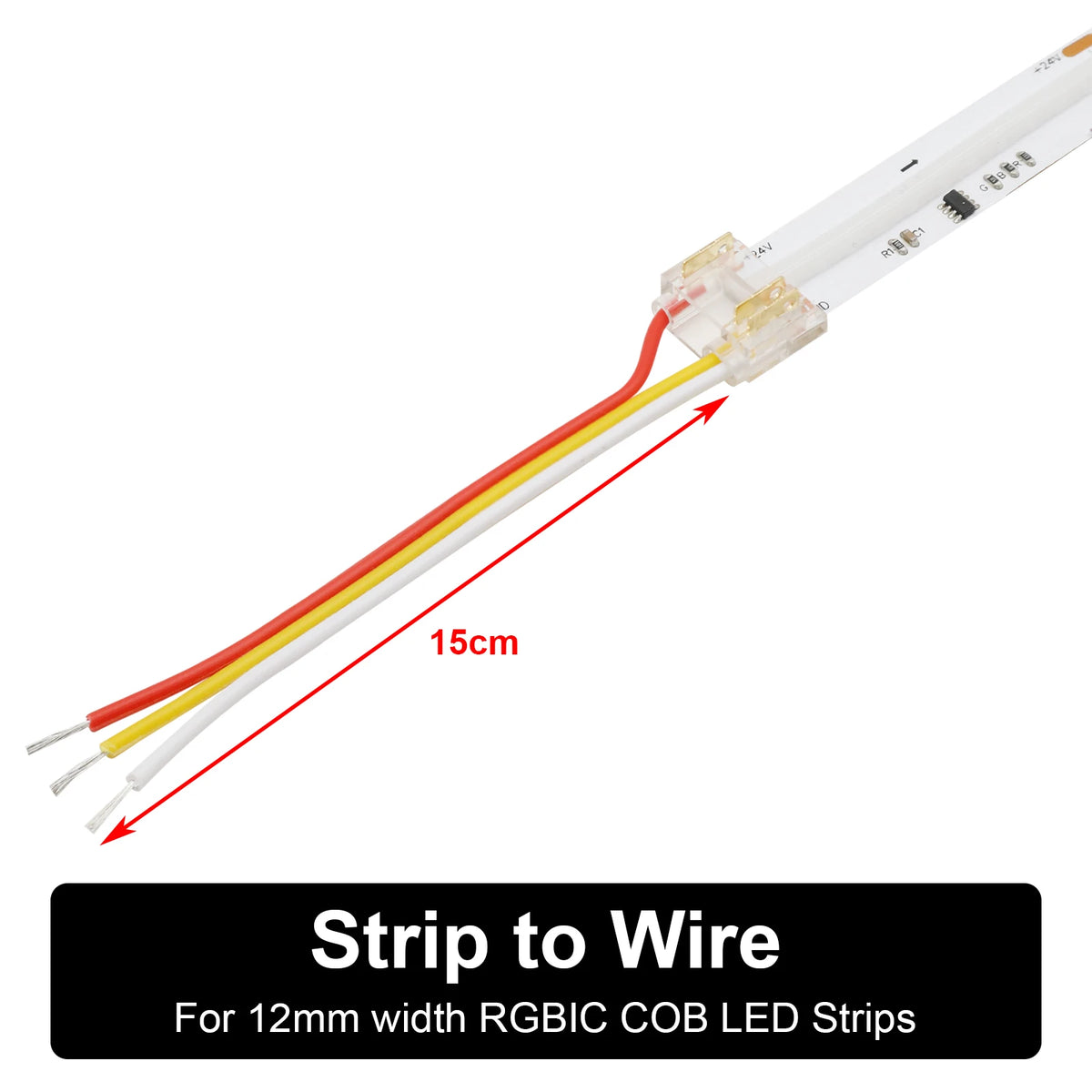 ruban led cob rgbic transparent moderne clips connecteurs 24v certifié rohs ul