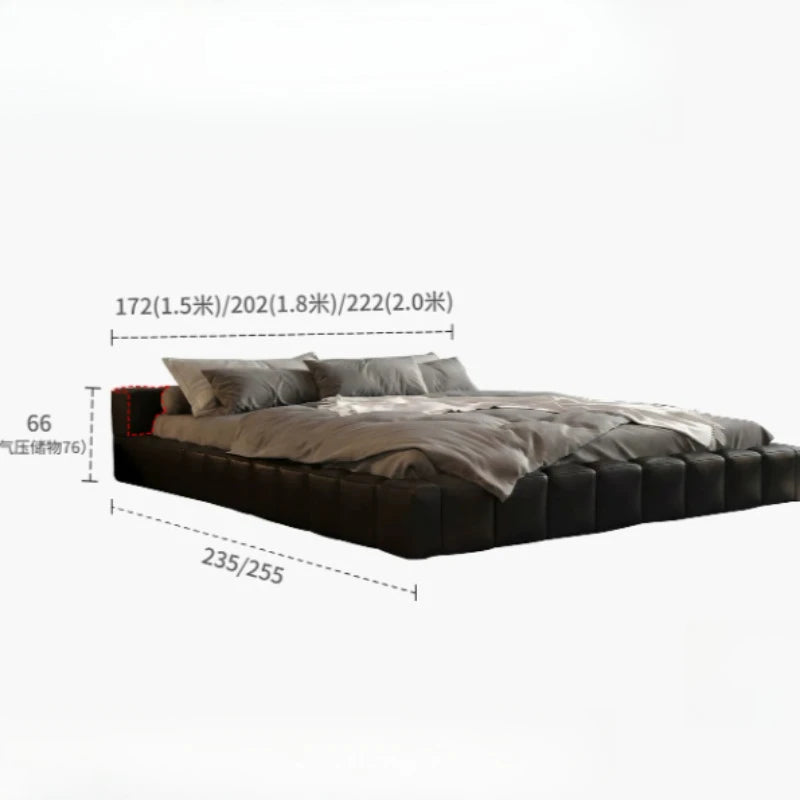 lit cuir noir moderne minimaliste 180cm 200cm chambre master meubles bois