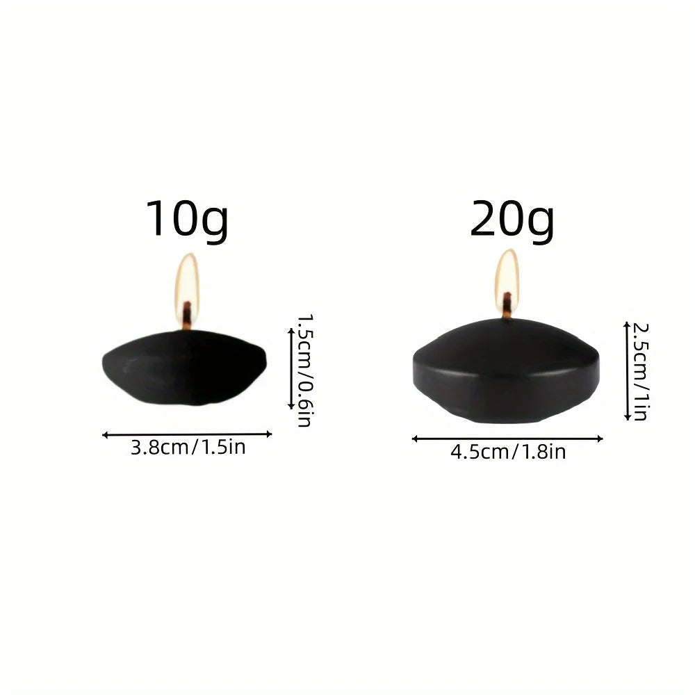 bougies flottantes noires rondes 10g 20g 1.5pouce 1.8pouce minimaliste fil vases table mariage