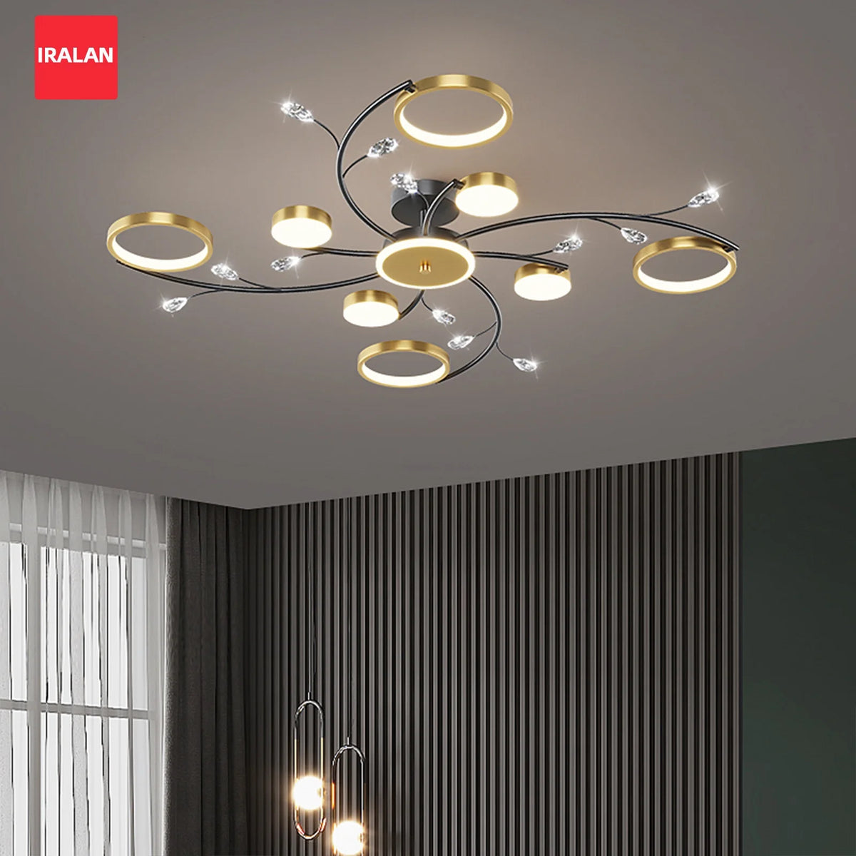 Luminaire suspendu moderne floral branches cristallins télécommande intelligente 3000k 4000k 6500k