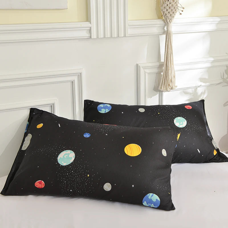 lot deux taies d'oreiller rectangulaires 48x74cm housse coussin décorative motif géométrique moderne