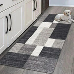 tapis moderne géométrique polyester antidérapant imperméable entrée couloir sol gris beige