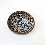 bol décoratif coquille coco artisanal mosaïque bois rangement bijoux clés maison