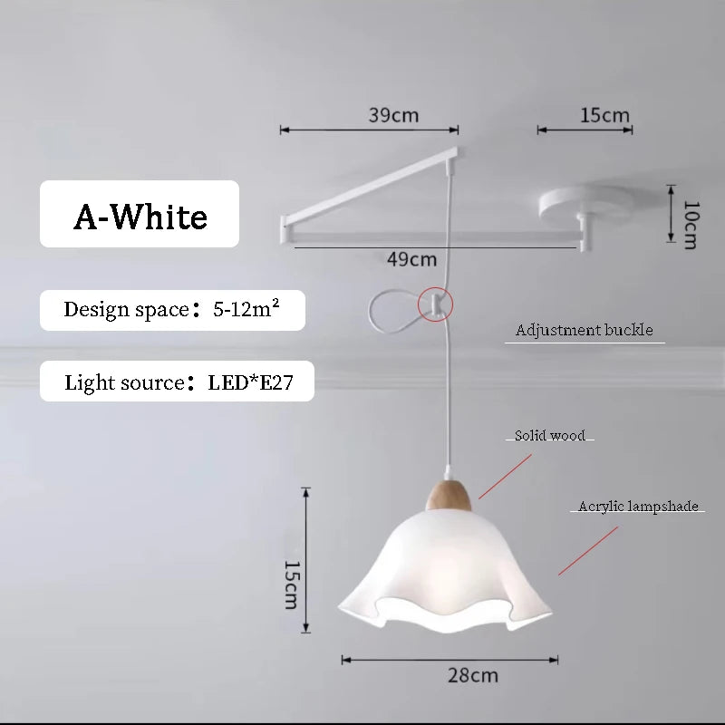 lampe suspendue moderne blanc noir flux lumineux led interrupteur bouton decoration chambre coucher
