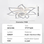 ventilateur moderne blanc floral télécommande led 77x77cm 92w 2000 82000lm