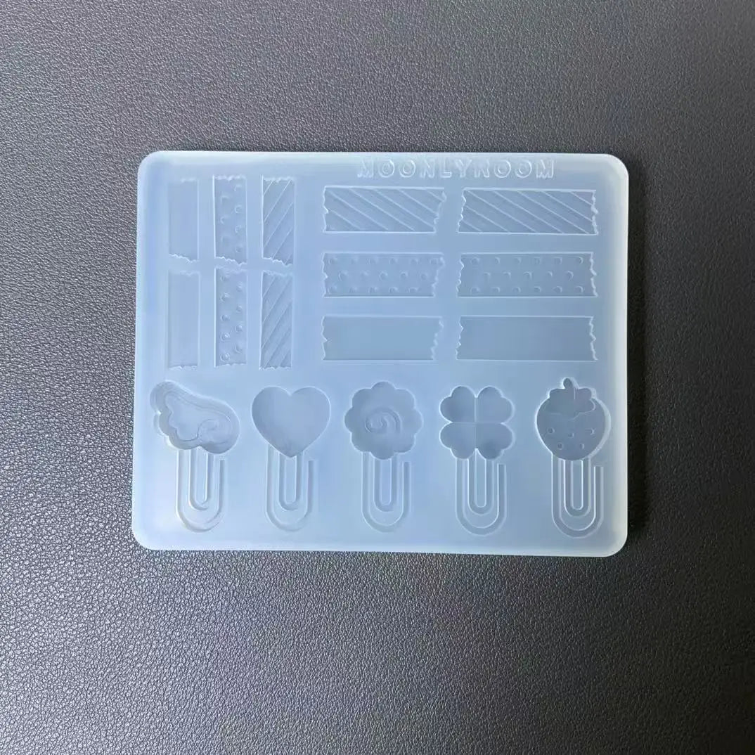 moule silicone transparent moderne divers motifs clips coeurs fleurs lignes ellipse 9.4cm