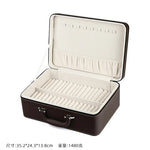 boîte bijoux simili cuir marron vintage poignée velours noir marron storage box trousse bijoux
