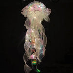 lampe suspendue méduse transparente led rose verte bleu blanche moderne