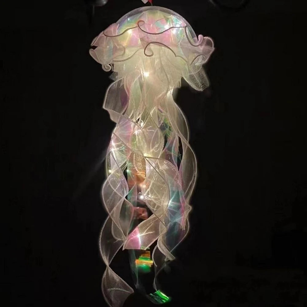 lampe suspendue méduse transparente led rose verte bleu blanche moderne