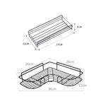 étagère salle bain moderne fer noir blanche grille métallique adhésive cosmétique rangement angle mur