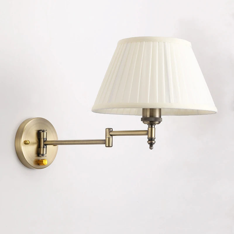 lampe murale or beige abat jour plissé classique éclairage chambre salon vintage led fixée