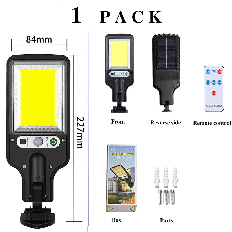 lumière solaire rue moderne noire ip65 led éclairage extérieur détecteur mouvement télécommande clips