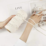 corde macramé coton blanc tissée franges artisanal longueurs variées metres pompons decoration rustique