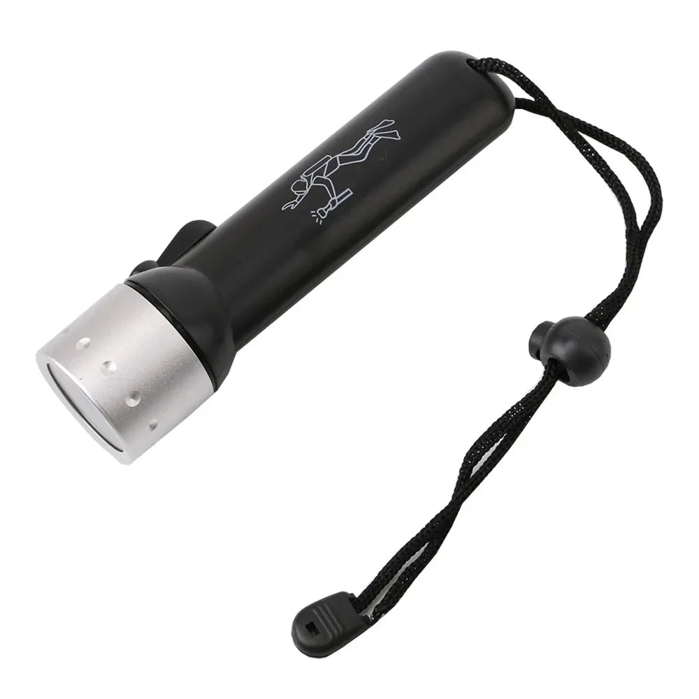 lampe torche sous marine vert fluo argent imprimée plongeur moderne pratique cordon serrure piles